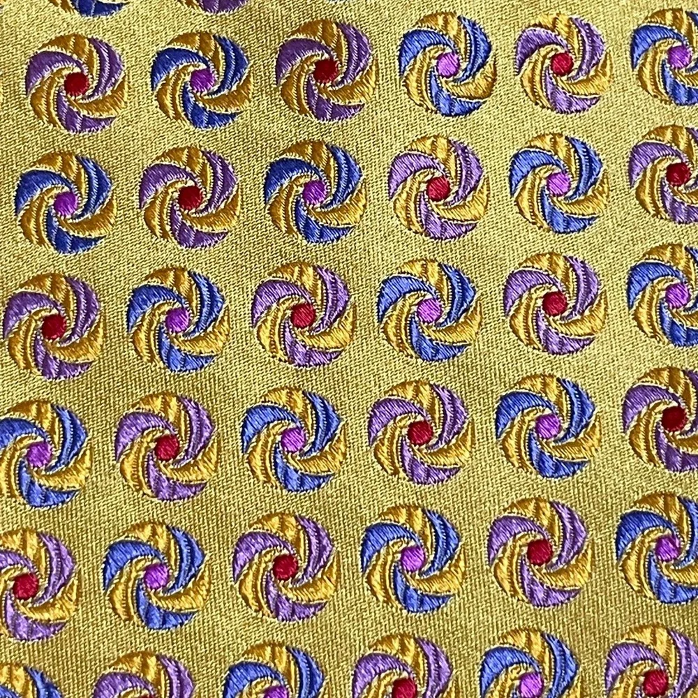 Ted Baker Silk Tie Yellow Gold Circle Print‎ Old Money Executive Businesswear